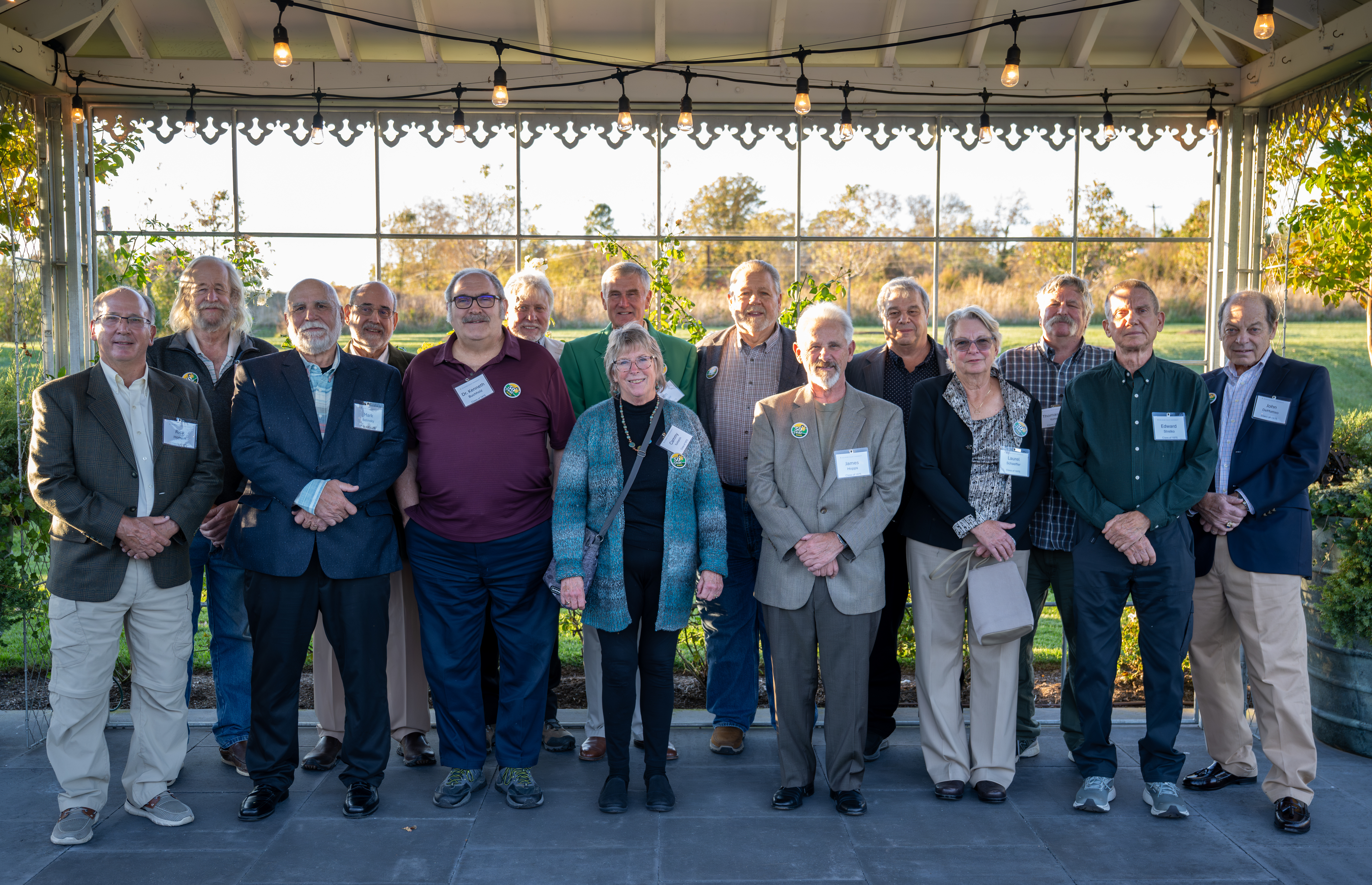 the class of 1975 reunion group photo at terrain