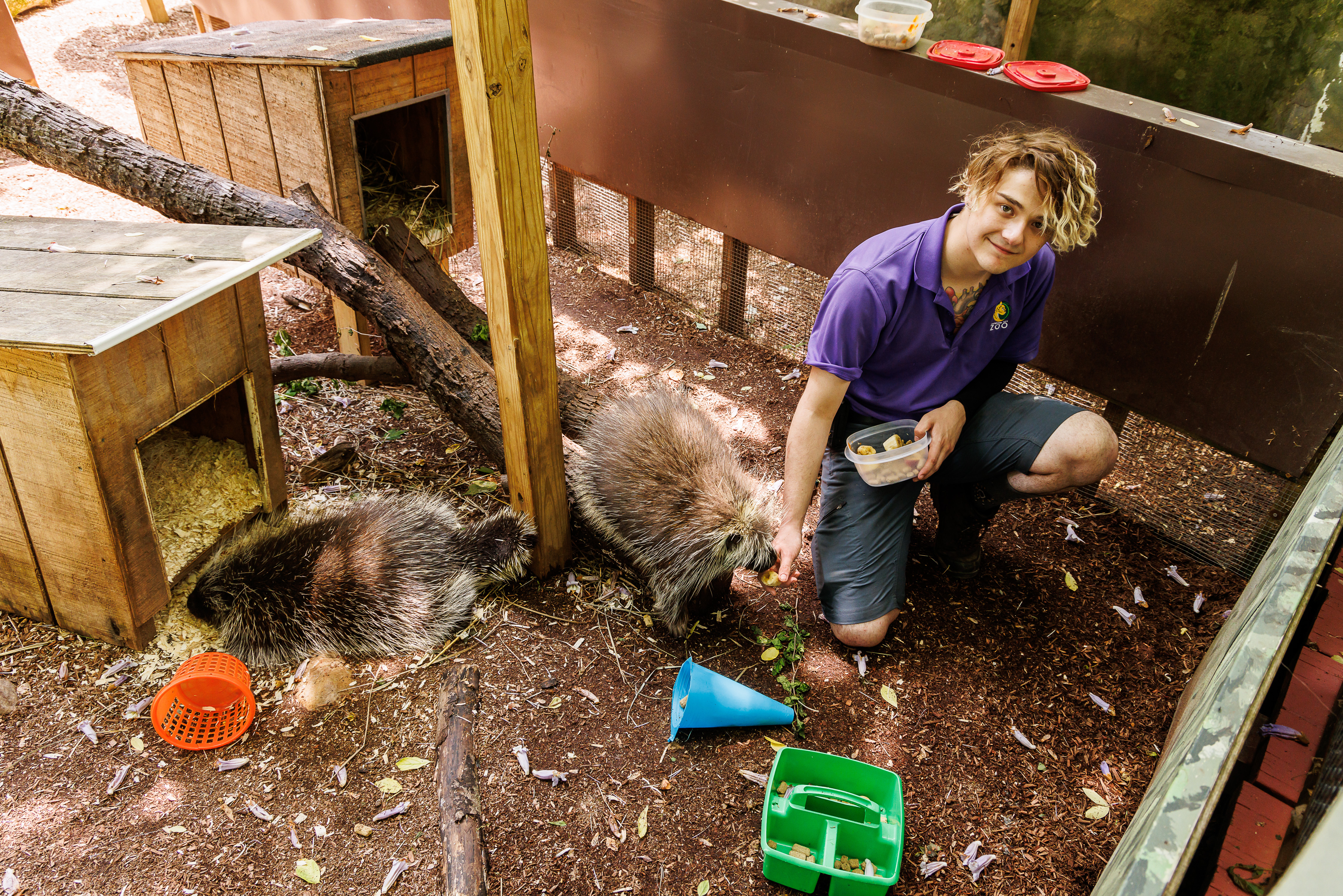 Nicholas Myers, a DelVal alumnus, at his internship with elmwood park zoo.