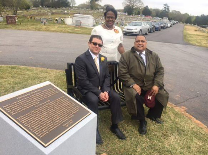 Dr. Stutman, Dr. Denard and Michael Julian Bond at the cemetery
