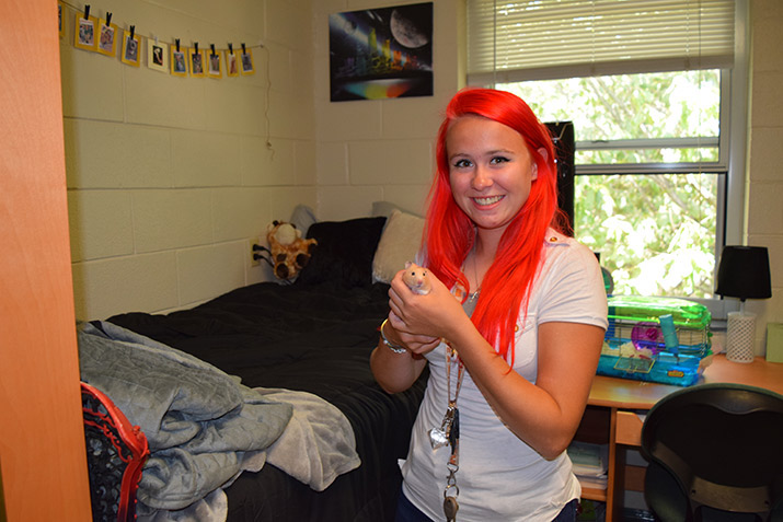 Nycole Hale, from Spring Grove, Pennsylvania, with her hamster, Kap.
