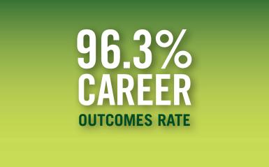 A graphic depicting the percentage of 96.3 career outcomes rate. 