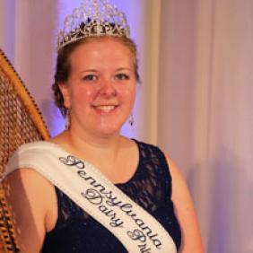 Ashley Mohn wearing her Pennsylvania Dairy Princess sash and crown