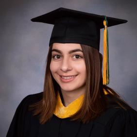 Michelle Handal in a cap and gown.