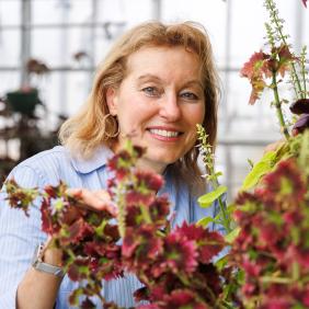 professor jacqueline ricotta in the greenhouse 