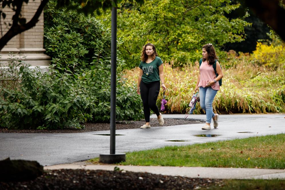 students walking on campus