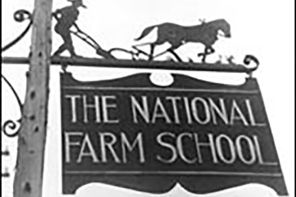 The original sign at The Farm School