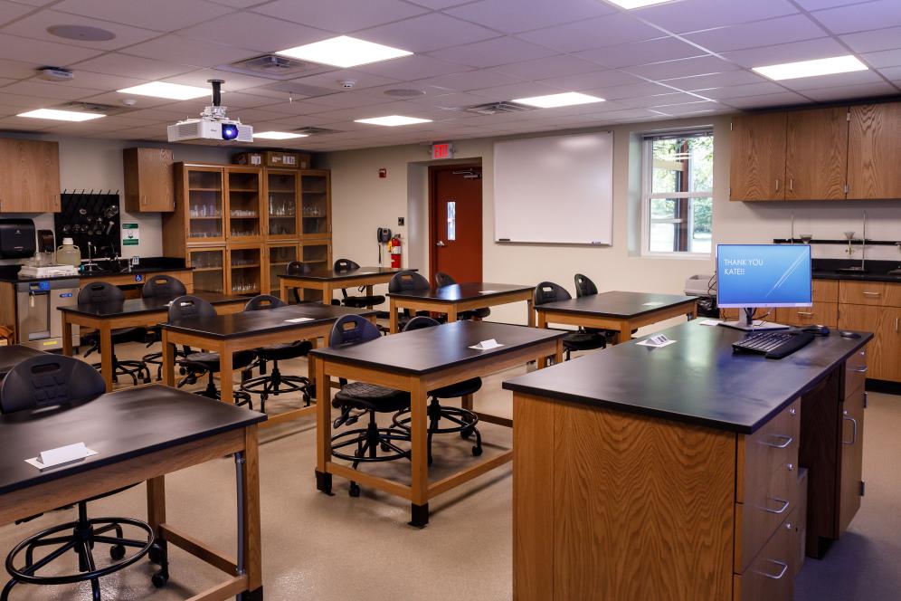Seats and desks in the horticulture building laboratory