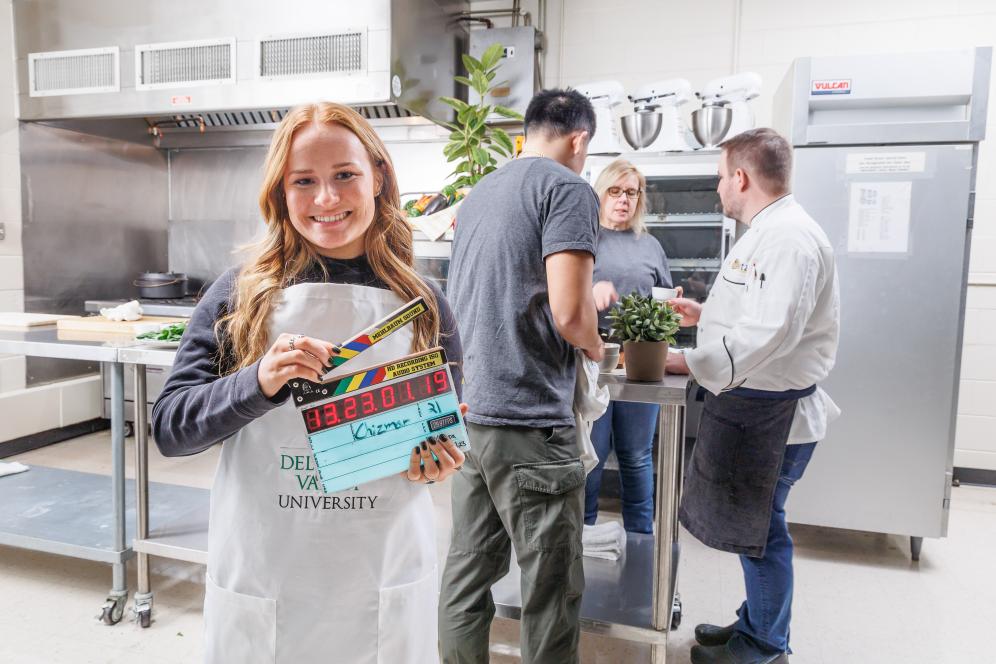 Kyra McKeegan behind the scenes during filming of The Chef’s Kitchen 