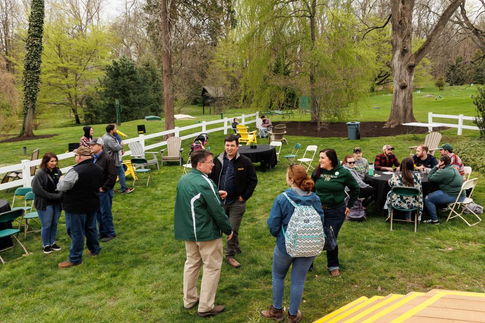 A-Day alumni gathering at the presidents house. 