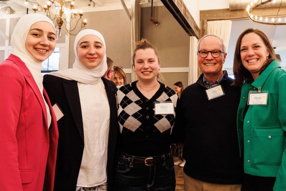 Students with a donors at the Scholarship Reception at Terrain at DelVal