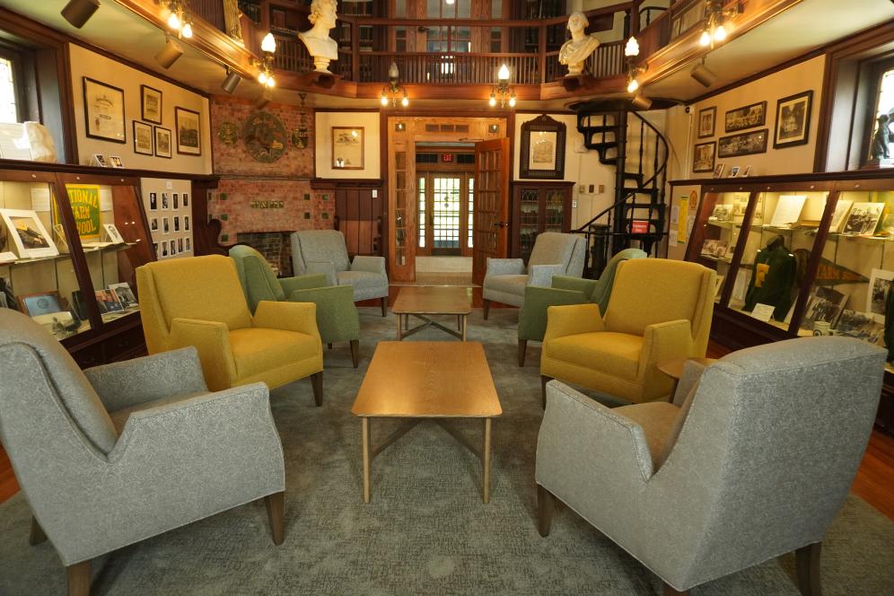 The new memorial room in the center of the library after renovations made possible by the Daniel Tanner Foundation.