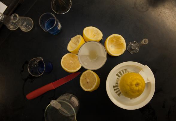 lemons on a hand juicer