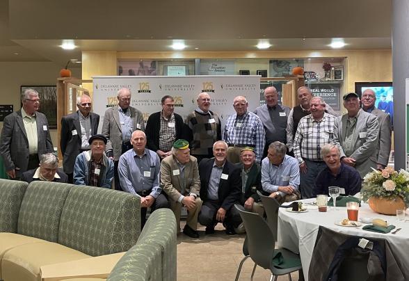 Alumni from the Class of 1970 gather for a group photo.