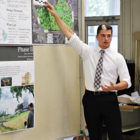 a student giving a class presentation