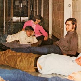 1974 dorm hallway hangout