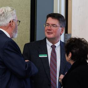 Dr.Ben speaking with visitors at his inauguration ceremony.