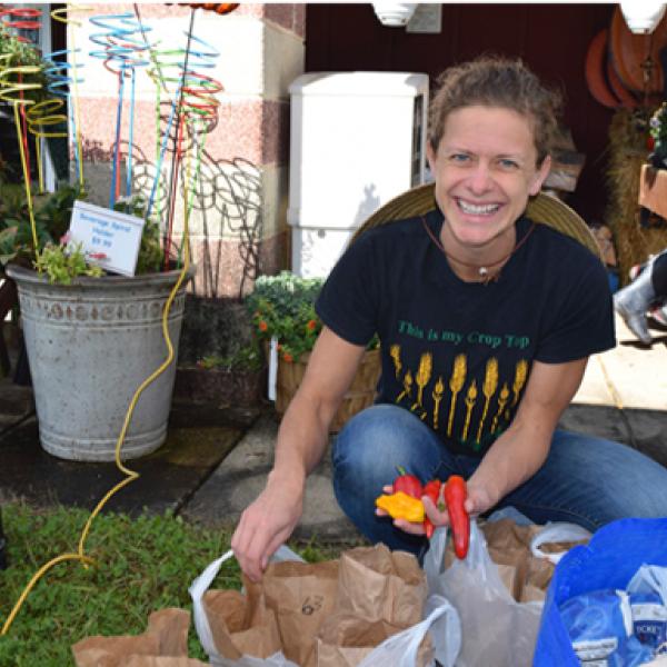 Professor Sara Dohle gardening