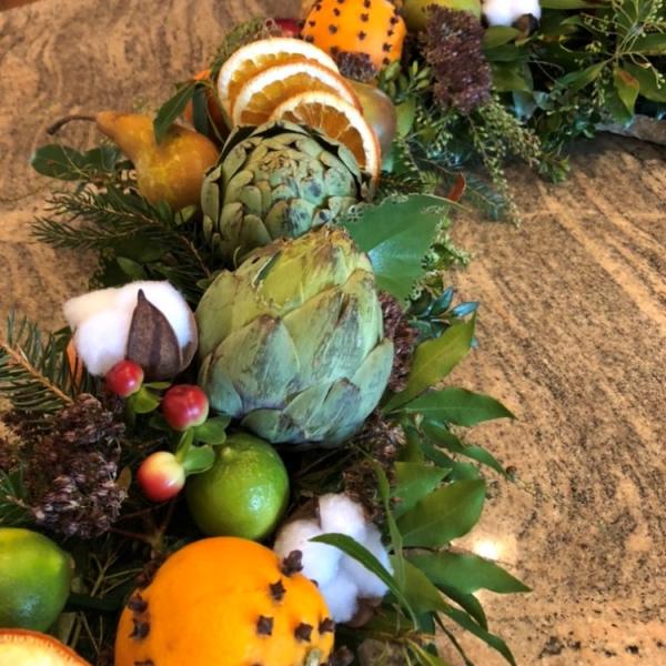 a floral arangement on a countertop