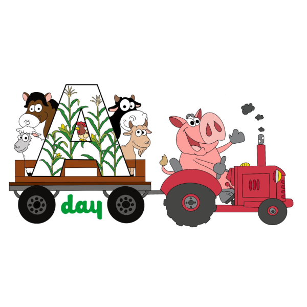 A-Day Tractor and Animal Logo 