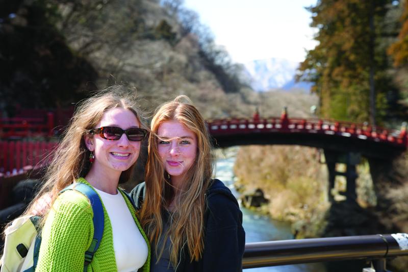 Shinkyo Bridge, Nikko: April Zarutskie ’27 and Paige Gatz ’27