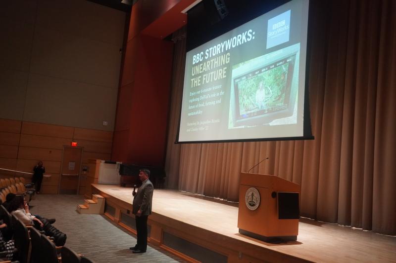 President Dr. Benjamin E. Rusiloski speaking at the Unearthing the Future Viewing Party