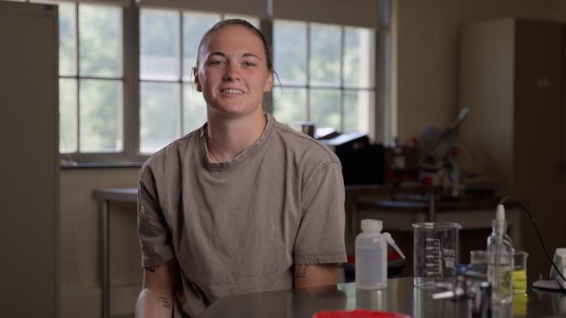 Tori Bockrath '26, cheesemaker at Gorgeous Goat Creamery