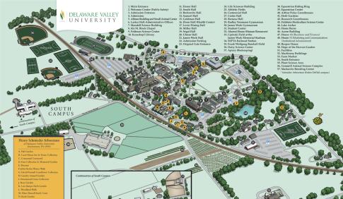A map depiction the campus wide arboretum.
