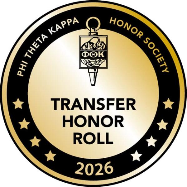 Phi Theta Kappa's Transfer Honor Roll 2026 Badge
