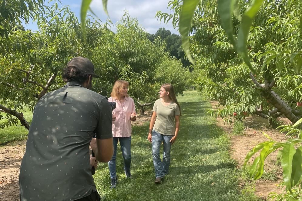Charley and Jackie, professor, in the fields of DelVal for the shoot of our collaboration with BBC StoryWorks.